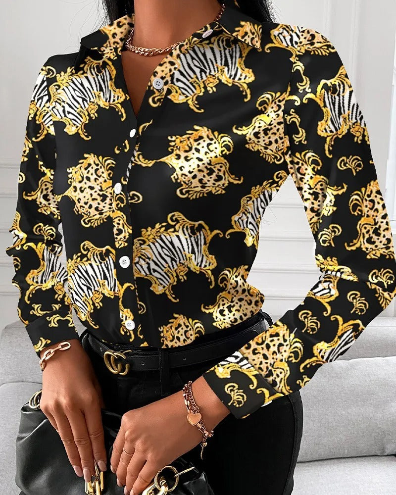 Merche Business Style Damenbluse mit Button-Down-Drehkragen
