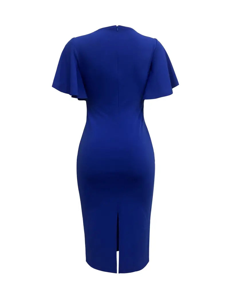 – elegantes wickelkleid mit schlitz für frühling und sommer