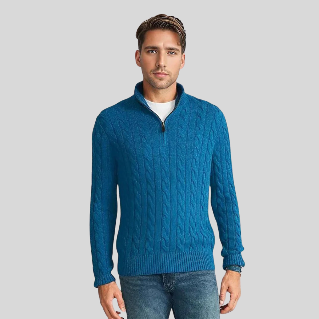 WW | Zopfstrickpullover Mit Reißverschluss
