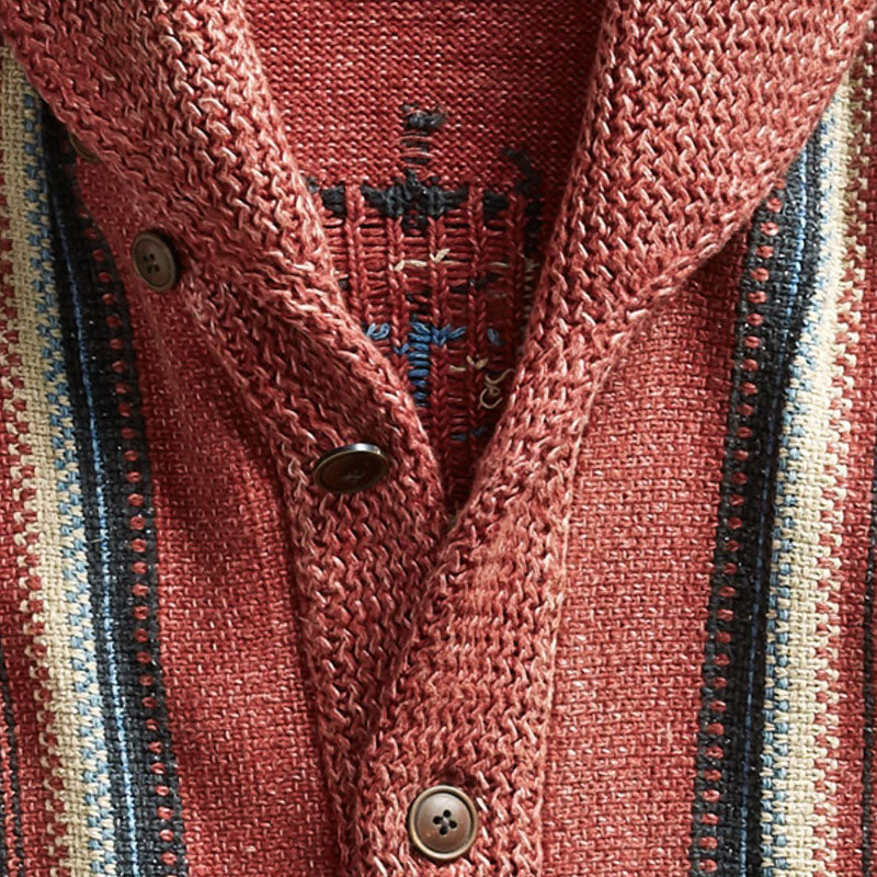 WW | Weinlese Jacquard Revers Langarm Strickjacke