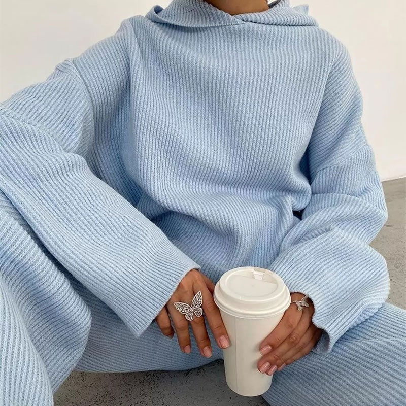 WW | Zweiteiler Gemütliches Strick Outfit Für Damen, Perfekt Für Freizeit Looks