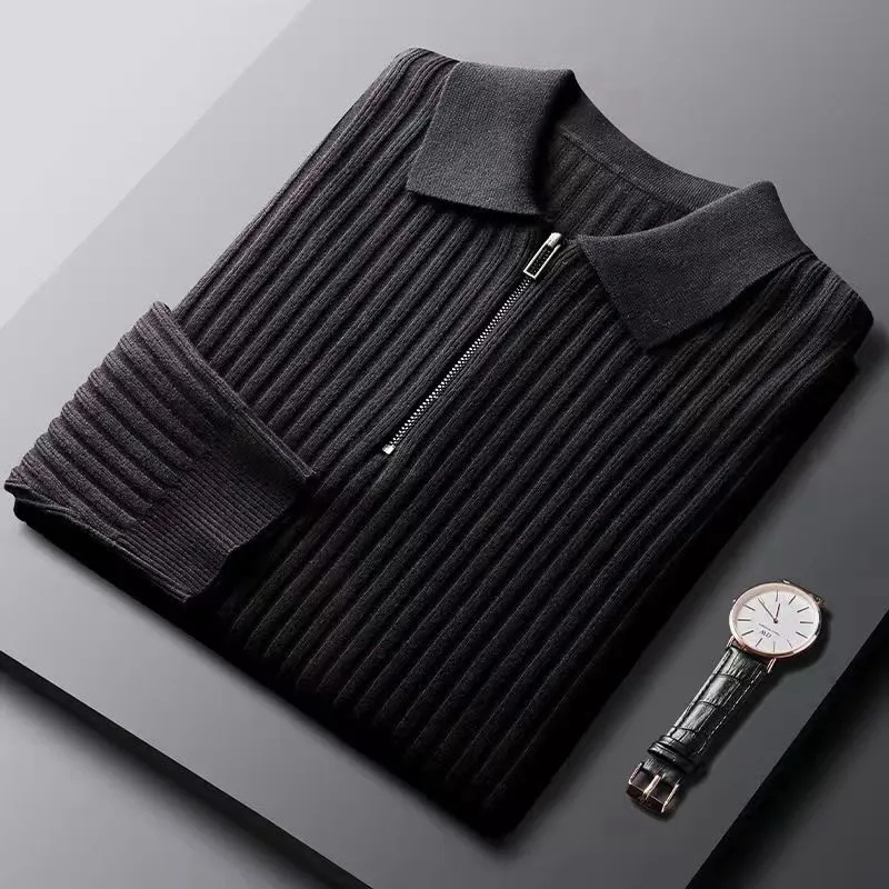 WW | Wollpullover Herren Eleganter Pullover Mit Zipper Kragen