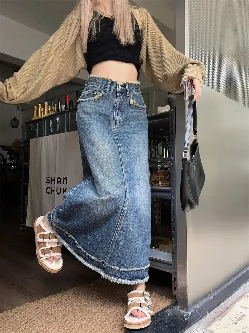 Merche Sommerrock aus Denim mit hoher Taille der zu jedem Outfit passt