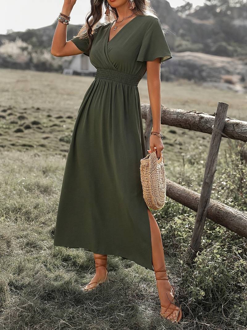– elegantes Kurzarmkleid mit chorkragen