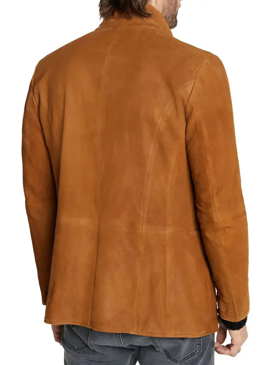 WW | Weinlese Wildleder Stehkragen Taschen Freizeit Blazer Retro & Stilvoll