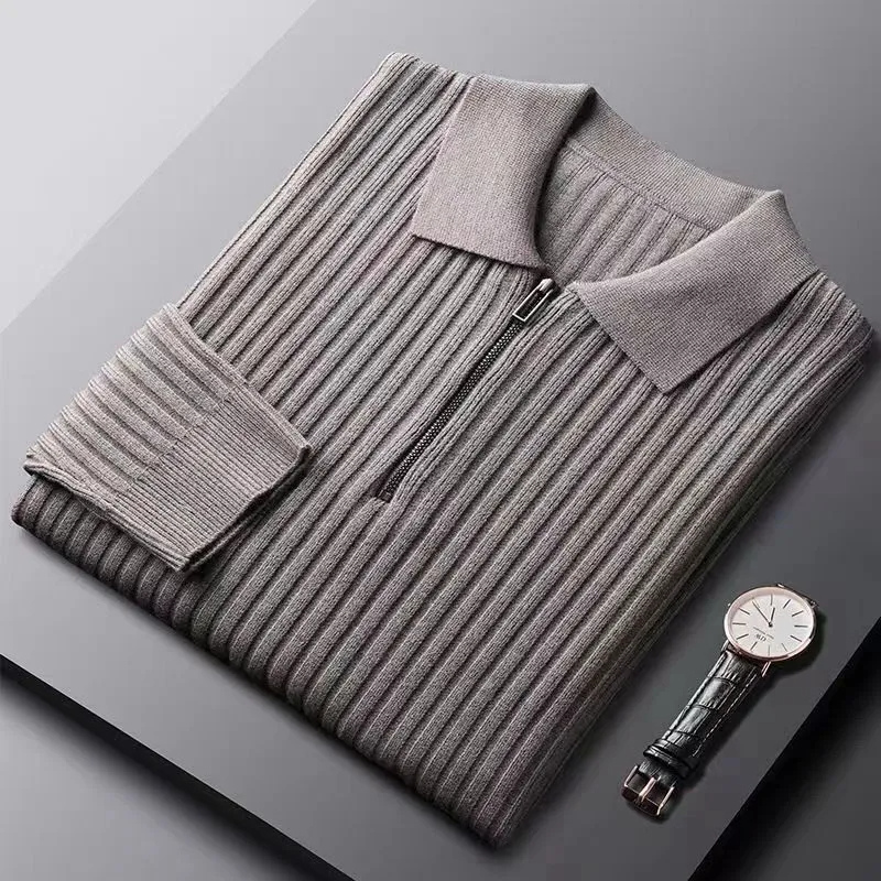 WW | Wollpullover Herren Eleganter Pullover Mit Zipper Kragen