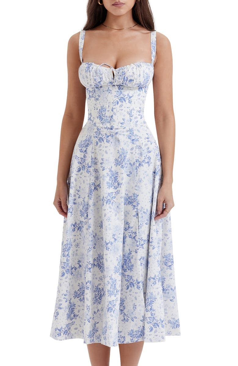 Blossom – Geblümtes, figurbetontes Kleid mit geformter Taille