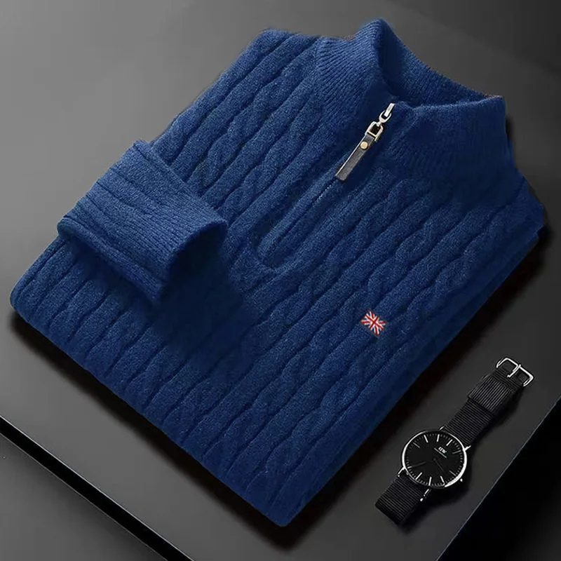 WW | Zopfstrick Pullover Mit Reißverschluss Herren Warm & Stilvoll
