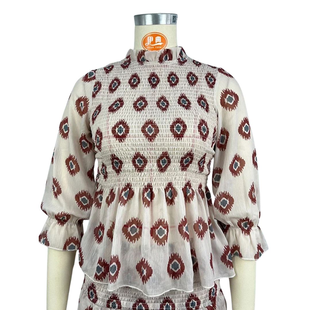 Boho Bedrucktes Smocked Minikleid