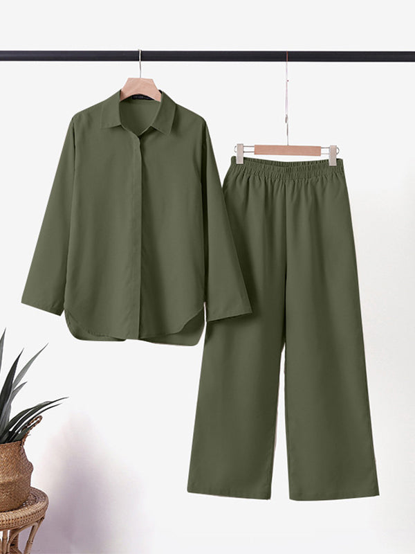 Merche Set aus strapazierfähigem Hemd und Hose aus Baumwolle und Leinen