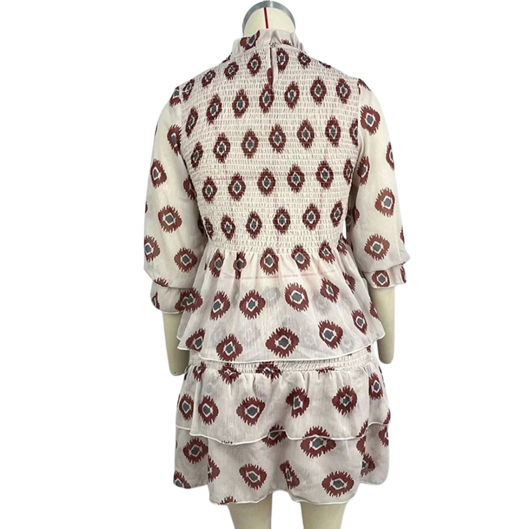 Boho Bedrucktes Smocked Minikleid