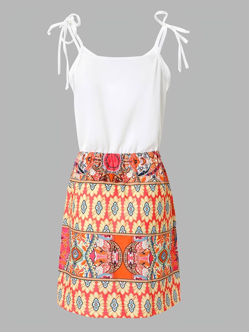 Cami Kleid mit Blumendruck und Kordelzug