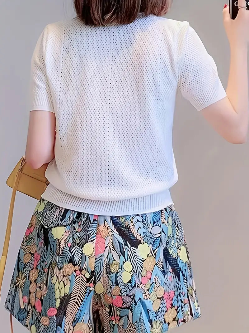 WW | Weste Mit Blumen Und Pilzmuster V-ausschnitt Für Einen Verspielten Look