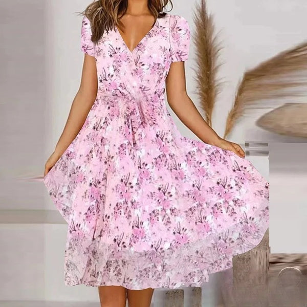 – Elegantes Retro-Kleid mit V-Ausschnitt