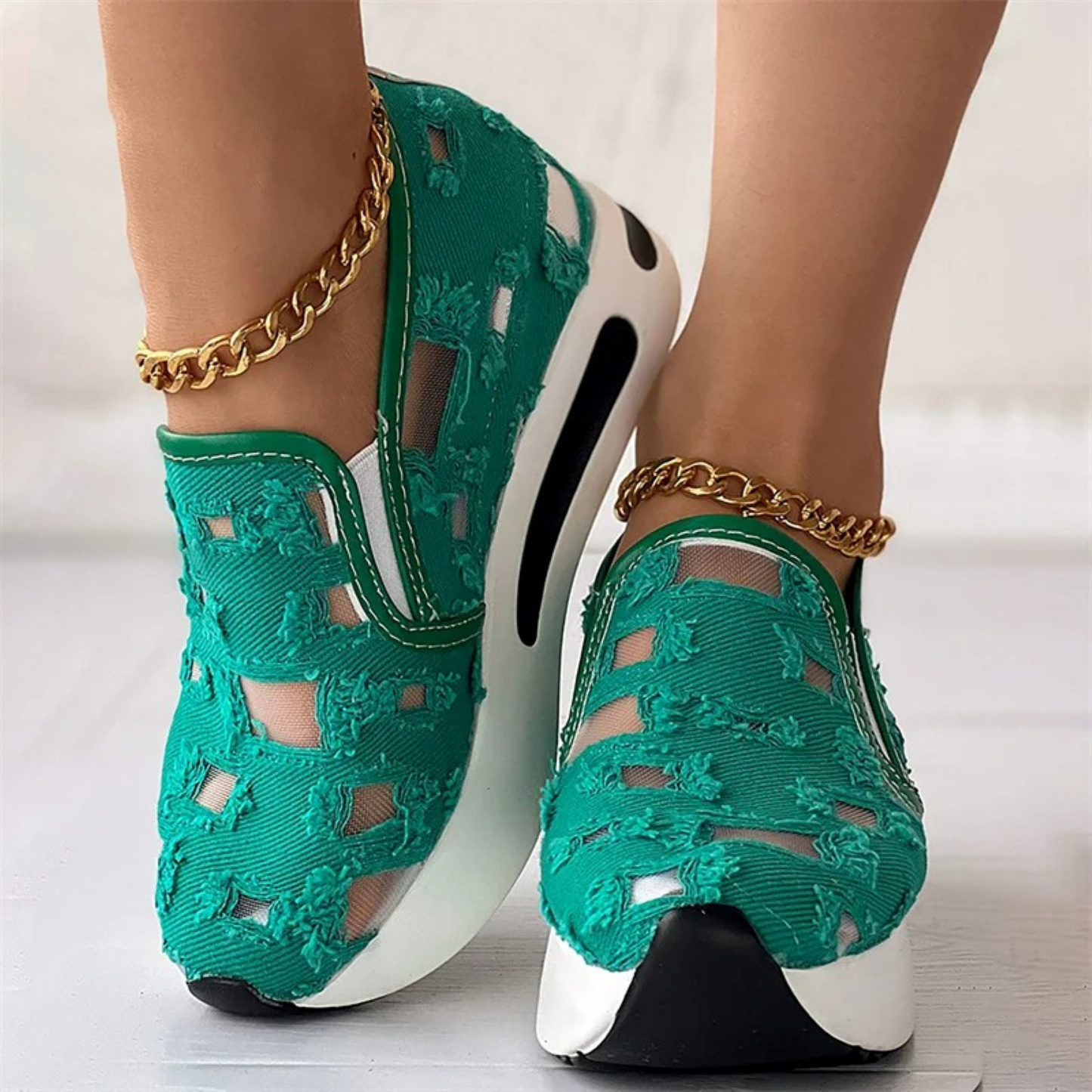 WW | Weiße Bestickte Bequeme Orthopädische Damen Sneakers
