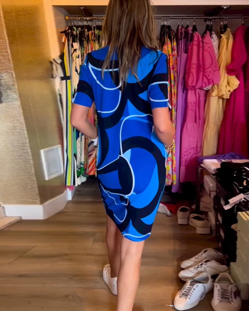 Merche Kleid mit Druck und V-Ausschnitt