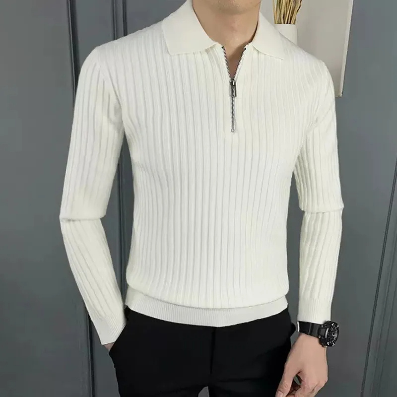 WW | Wollpullover Herren Eleganter Pullover Mit Zipper Kragen