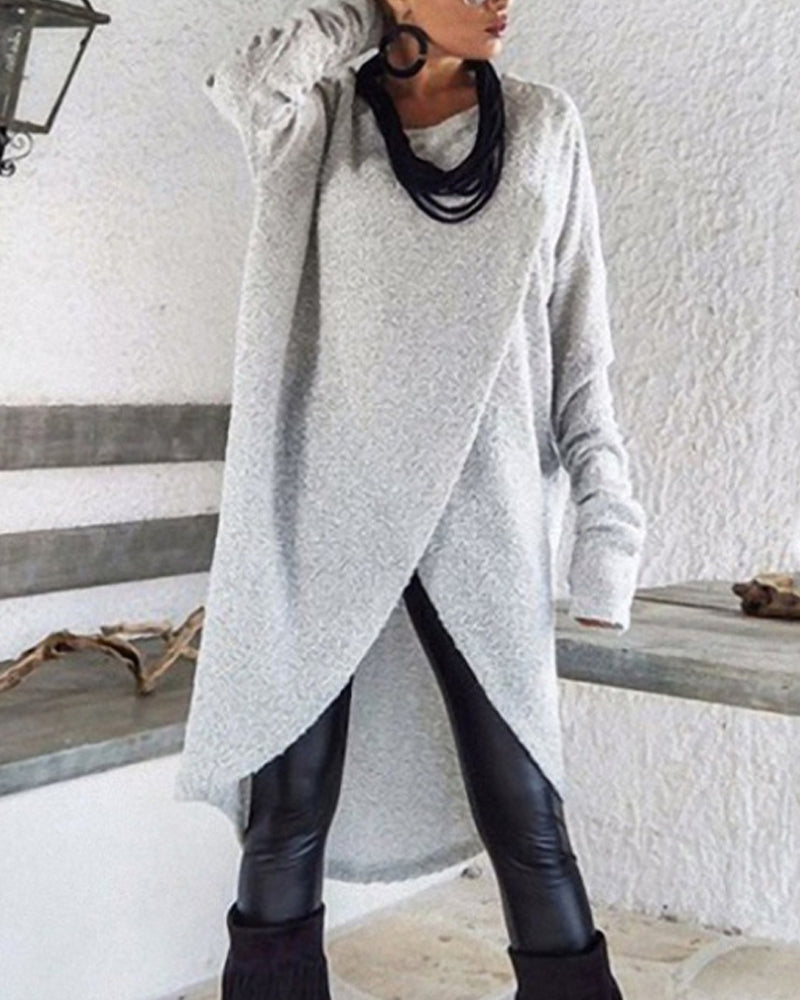 Damen Loose Rundhalsausschnitt Kleid