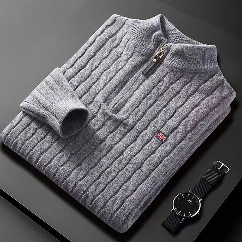 WW | Zopfstrick Pullover Mit Reißverschluss Herren Warm & Stilvoll
