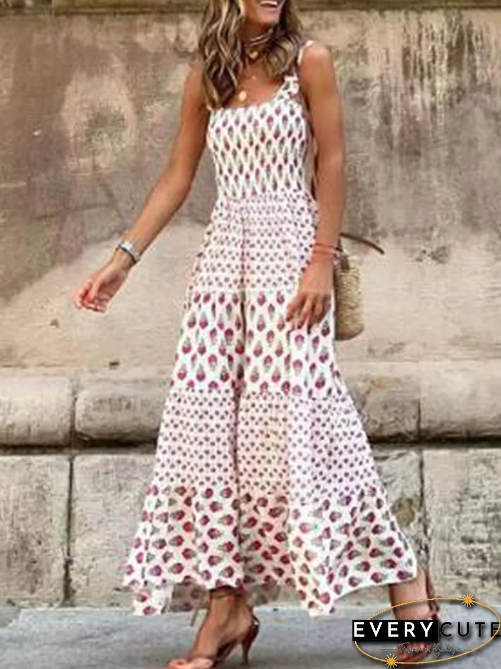 Langes Kleid mit Bohème-Print