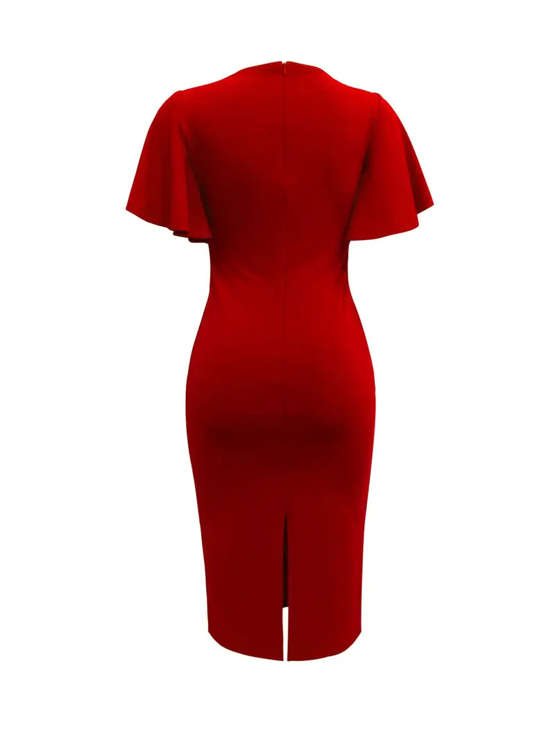 – elegantes wickelkleid mit schlitz für frühling und sommer