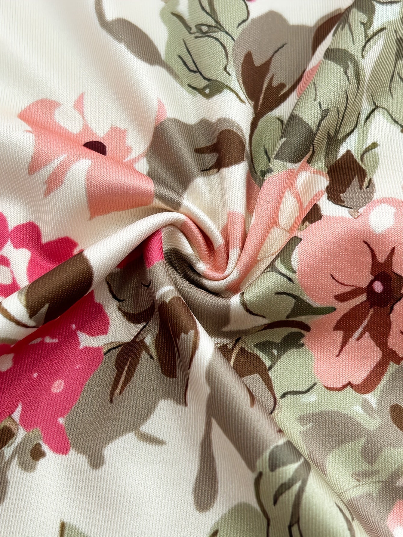 Blumen Print Rundhalsausschnitt Damen Kleid | Hellgelb