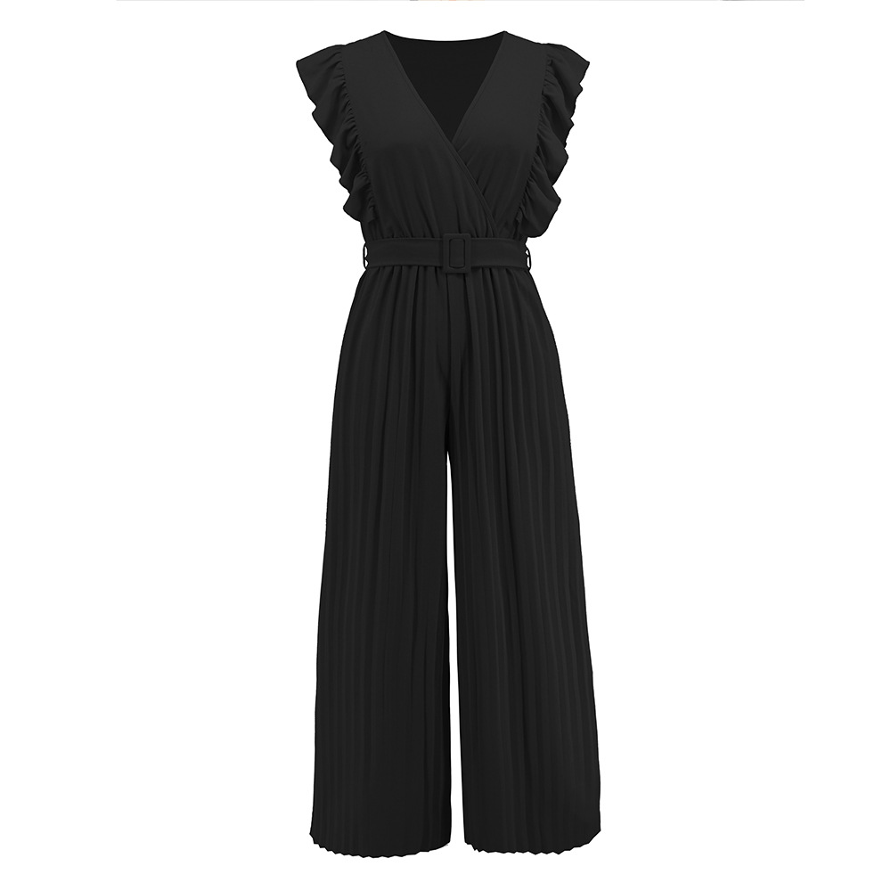 Jumpsuit mit gerafftem V-Ausschnitt