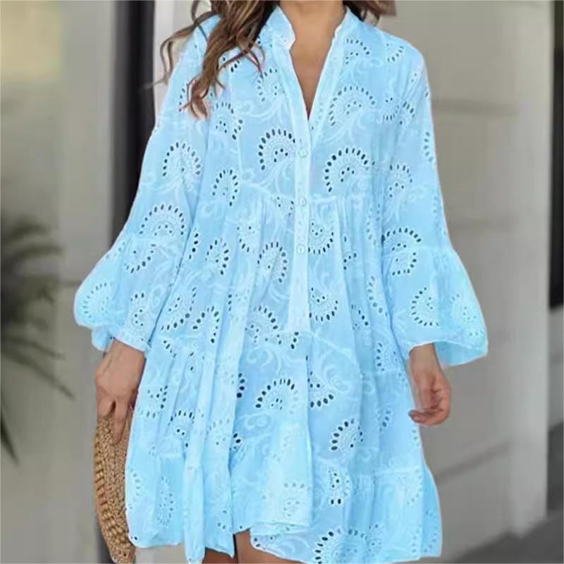 WW | Zeitloses Kleid Mit Spitzem Ausschnitt Und Lockerem Schnitt