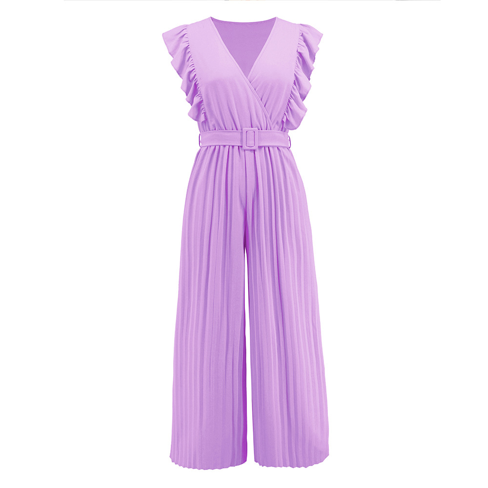 Jumpsuit mit gerafftem V-Ausschnitt