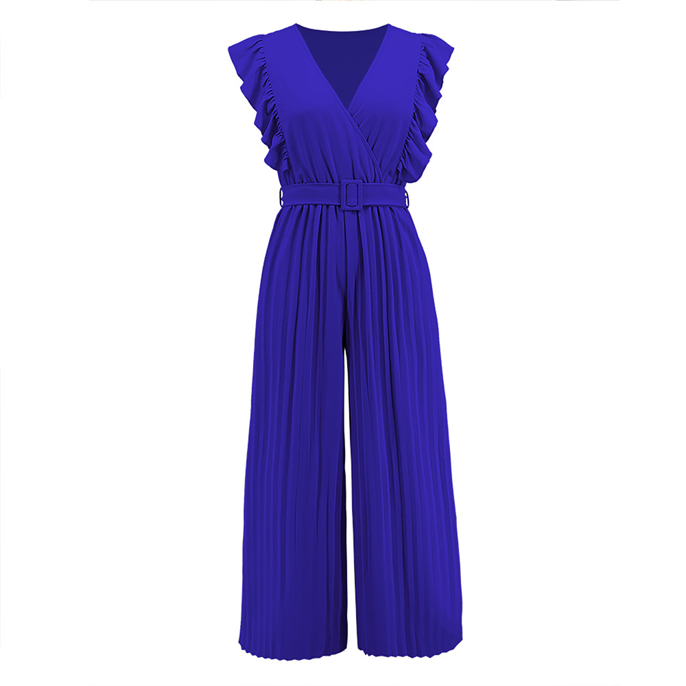 Jumpsuit mit gerafftem V-Ausschnitt