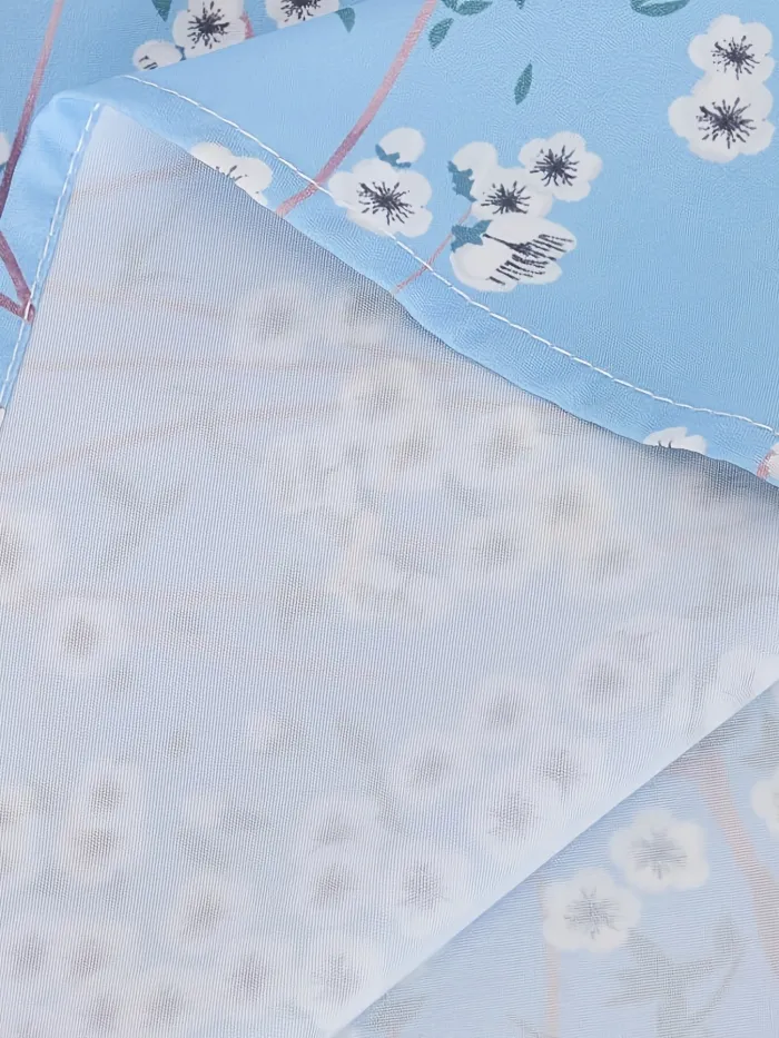 – Kleid Mit Blumendruck Und Rüschensaum, Legeres Mehrlagiges Kleid Mit Halblangen Ärmeln Und V-Ausschnitt, Damenbekleidung