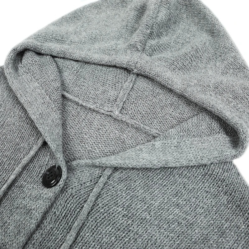 WW | Wollstrickjacke Damen Mit Kapuze Und Knopfleiste, Lässiger Stil