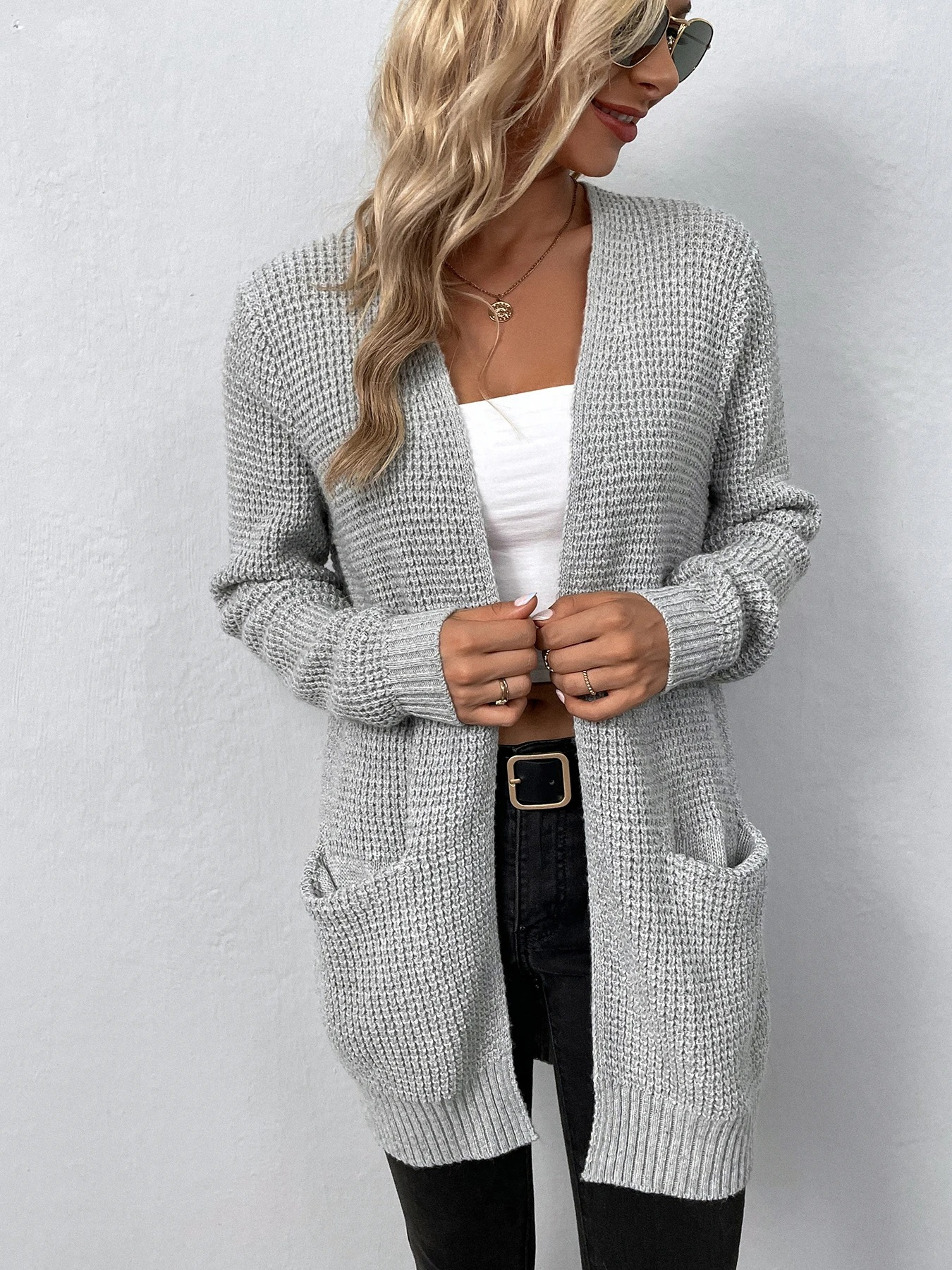 WW | Wollstrickjacke Damen Mit Taschen Und Lockerer Passform