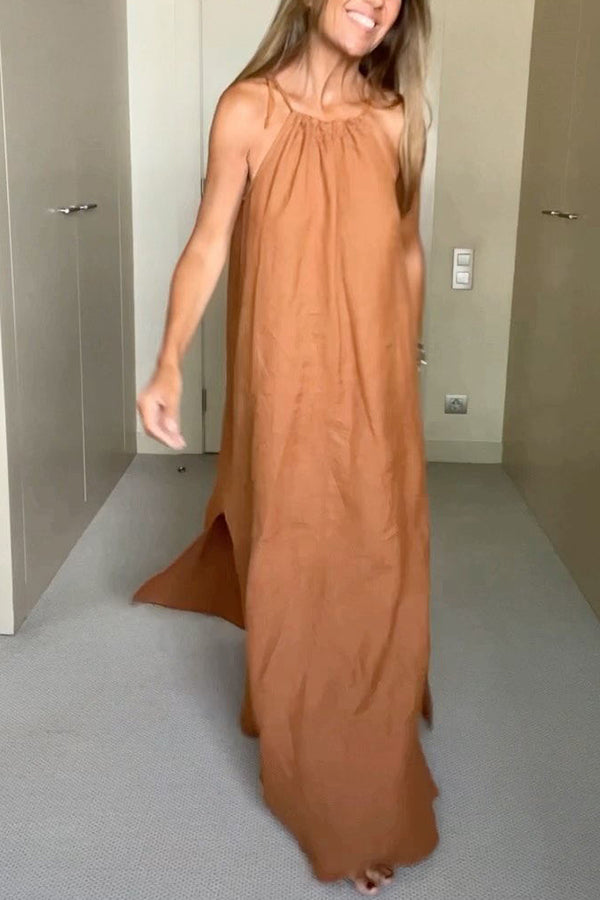 By The Cove Neckholder-Maxikleid aus Leinenmischung