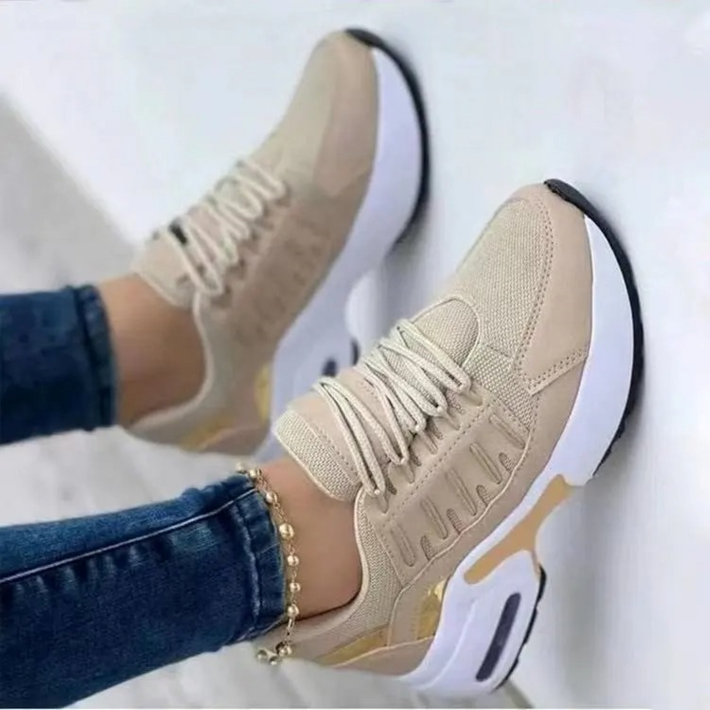 WW | Weiße Leder Schnürschuhe Bequeme Damenschuhe