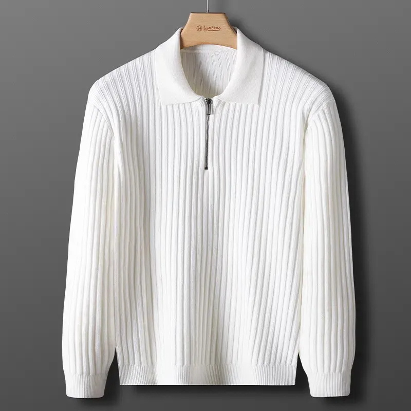 WW | Wollpullover Herren Eleganter Pullover Mit Zipper Kragen
