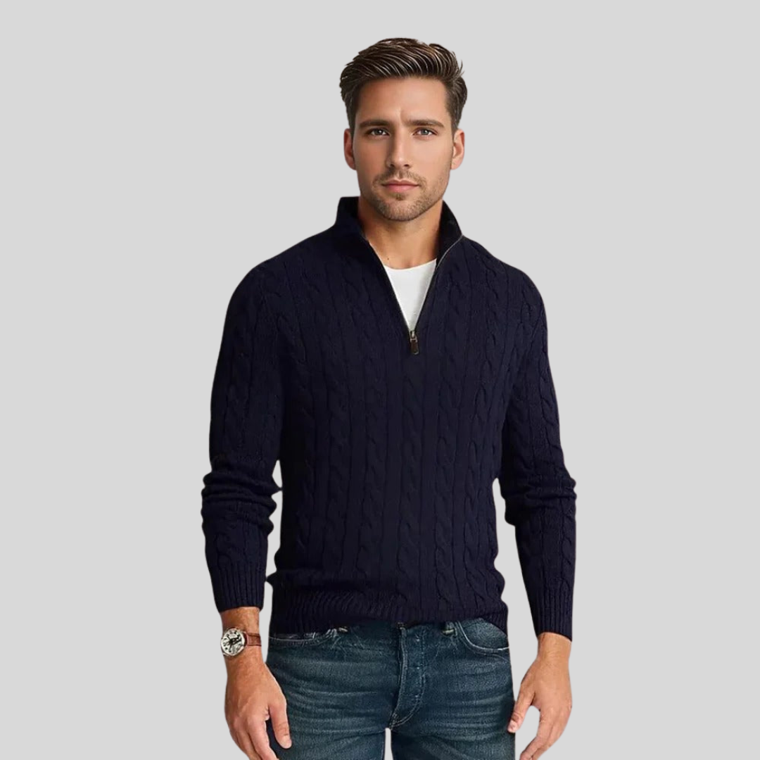 WW | Zopfstrickpullover Mit Reißverschluss