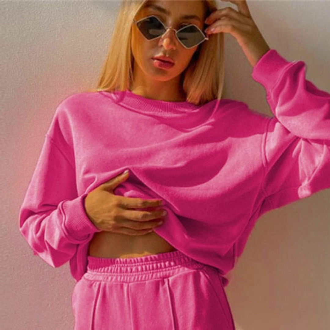 WW | Luxuriöser Langärmeliger Pullover Mit Weiten Hosenbeinen Zweiteiliges Satz