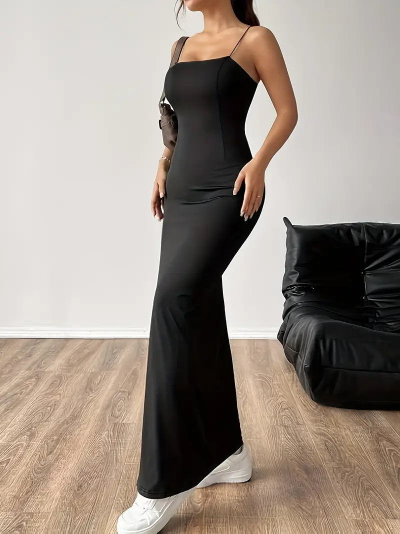 – einfarbiges cami-kleid mit schlitz am oberschenkel