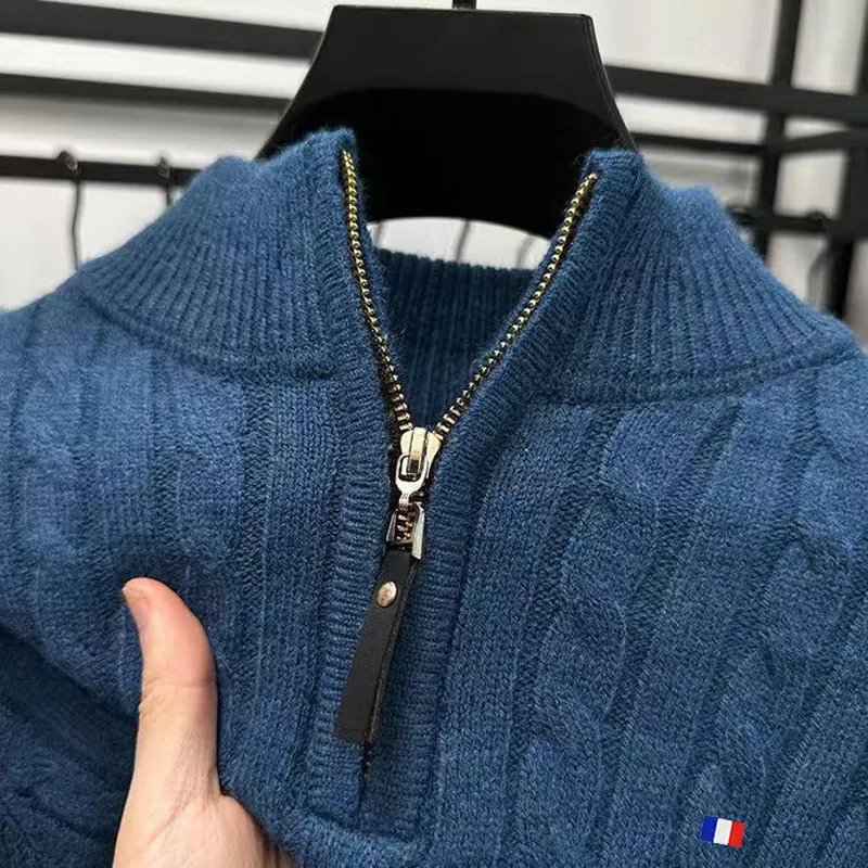 WW | Zopfstrick-Herrenpullover mit Reißverschluss, warm und stilvoll