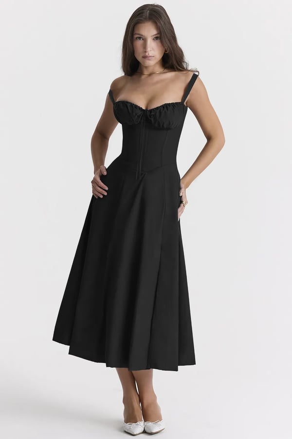 – Geblümtes Bustier-Kleid mit Taillenformung