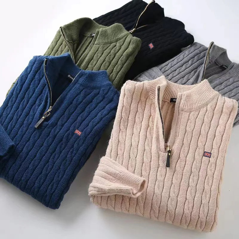 WW | Zopfstrick Pullover Mit Reißverschluss Herren Warm & Stilvoll