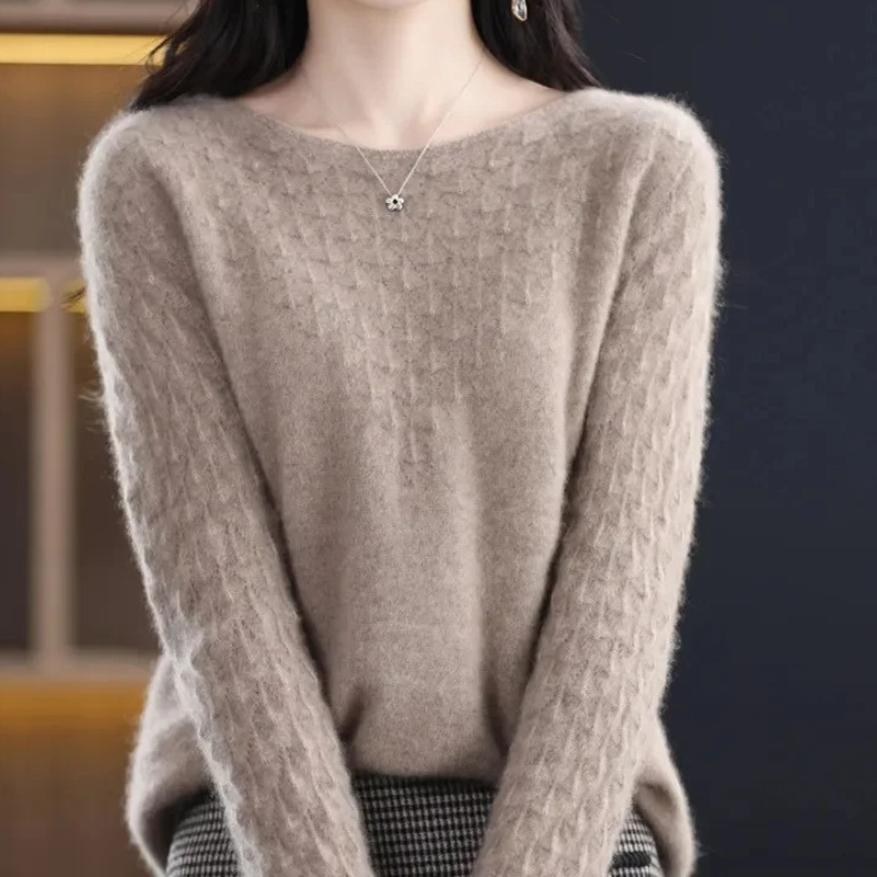 WW | Wollstrickjacke Damen Mit Strickmuster Und Rundhalsausschnitt