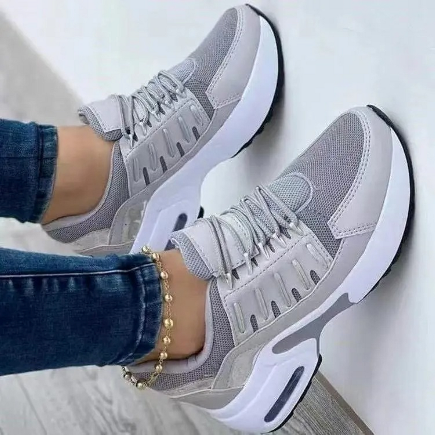 WW | Weiße Leder Schnürschuhe Bequeme Damenschuhe