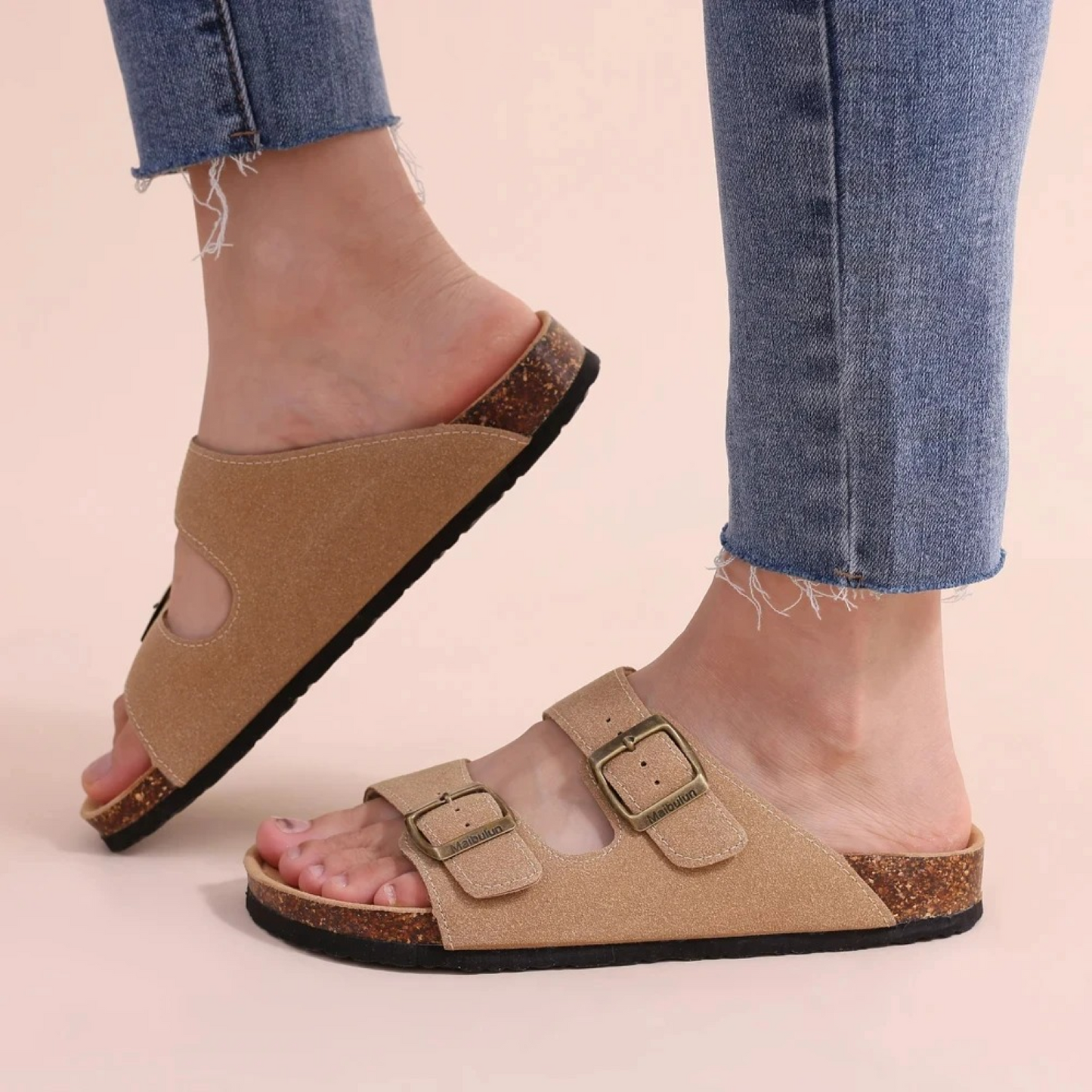 WW | Wildleder Damen Sandalen Mit Doppeltem Riemen