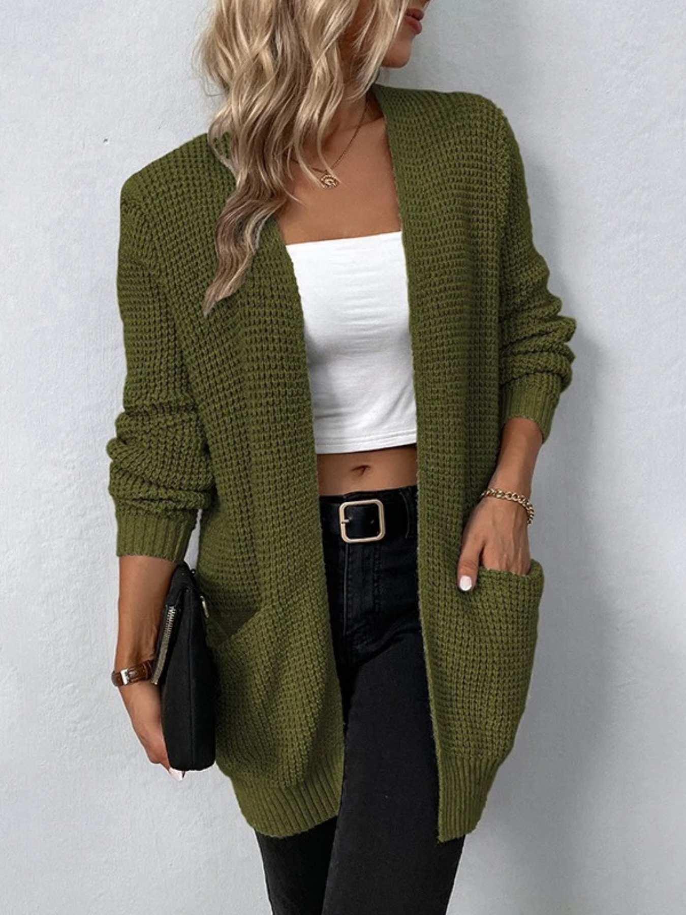 WW | Wollstrickjacke Damen Mit Taschen Und Lockerer Passform