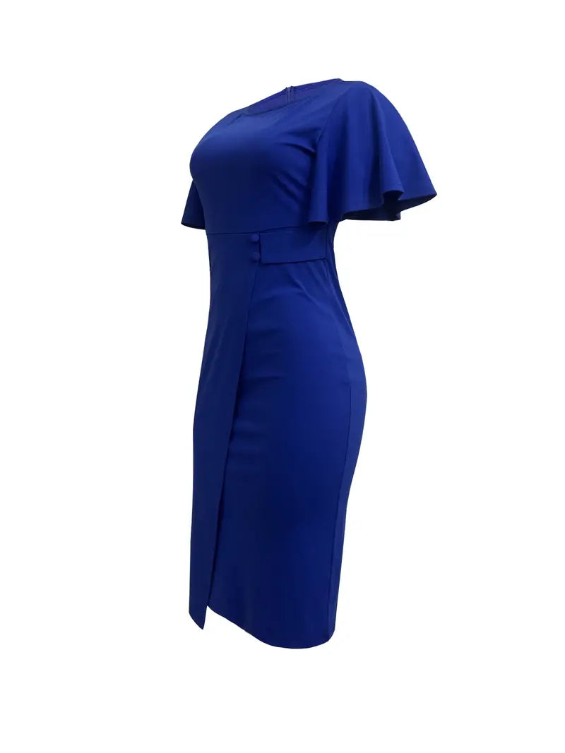 – elegantes wickelkleid mit schlitz für frühling und sommer