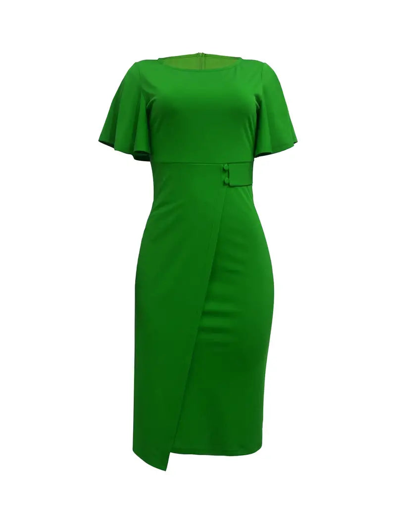 – elegantes wickelkleid mit schlitz für frühling und sommer