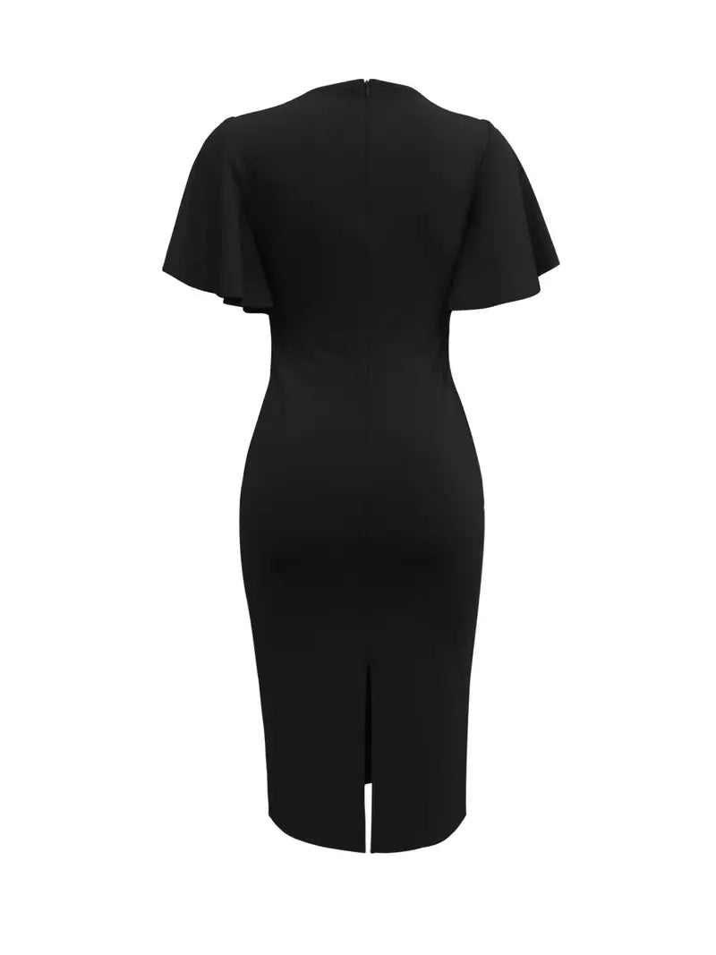 – elegantes wickelkleid mit schlitz für frühling und sommer