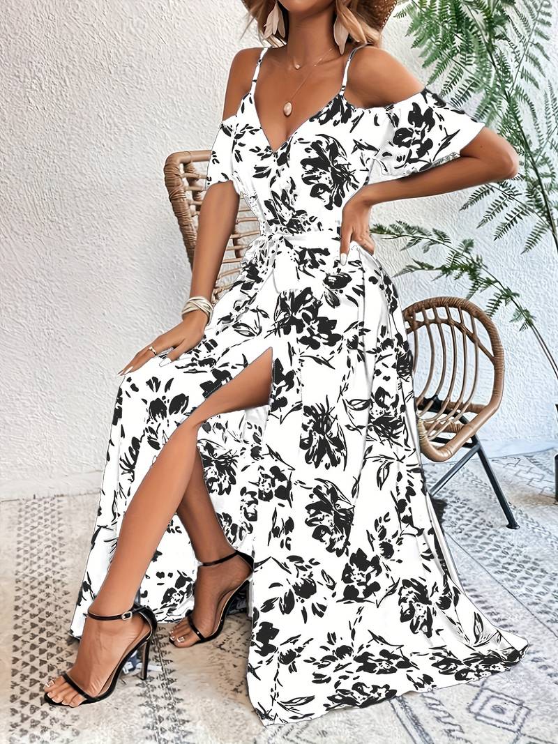 – elegantes, ärmelloses a-linien-kleid mit schlitz